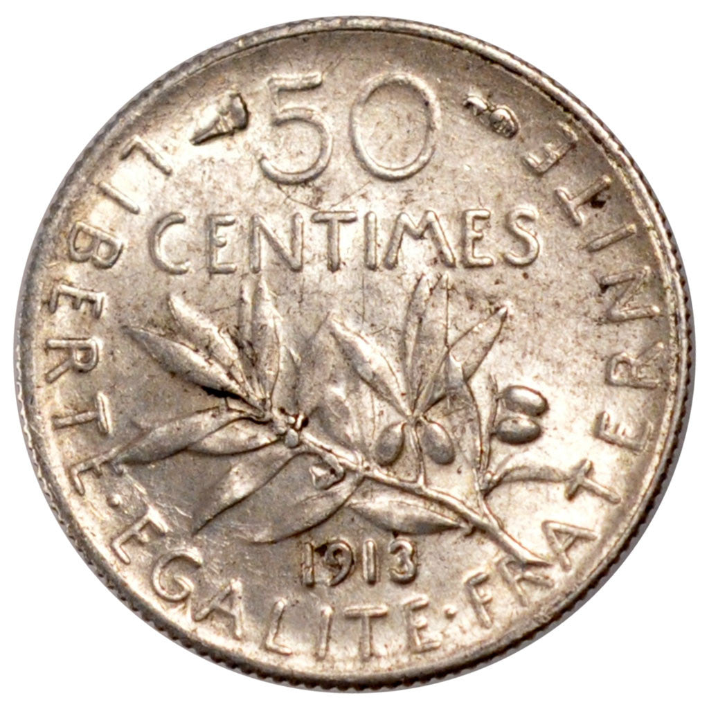 Moneta, Francia, Semeuse, 50 Centimes, 1913, SPL, Argento, Gadoury:420