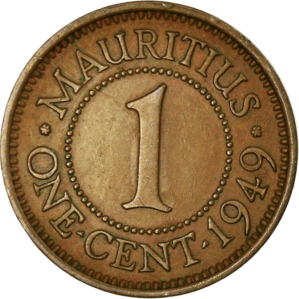 Coin, Mauritius, George VI, Cent, 1949, EF(40-45), Bronze, KM:25