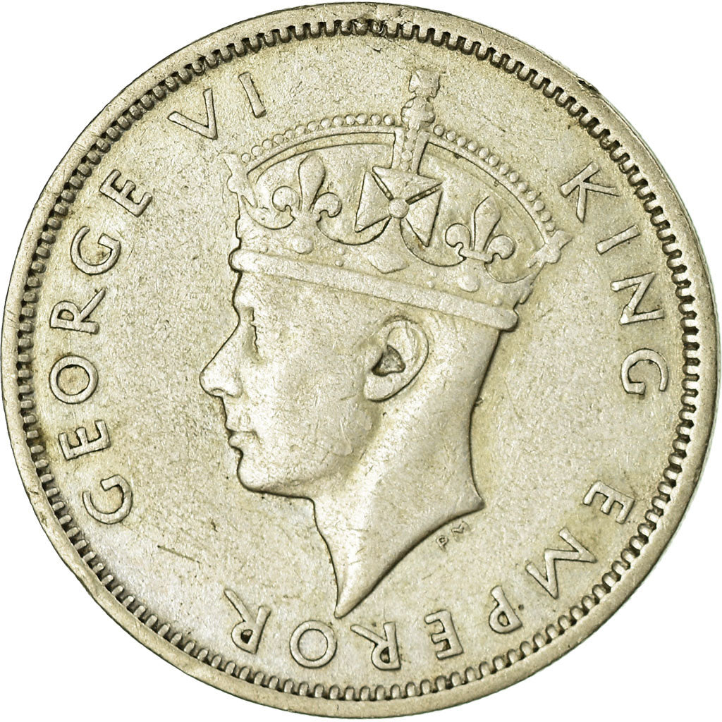 Coin, Mauritius, George VI, 1/2 Rupee, 1946, EF(40-45), Silver, KM:23