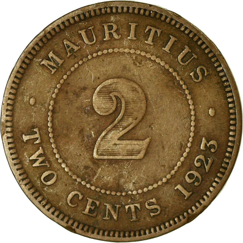 Coin, Mauritius, George V, 2 Cents, 1923, VF(20-25), Bronze, KM:13