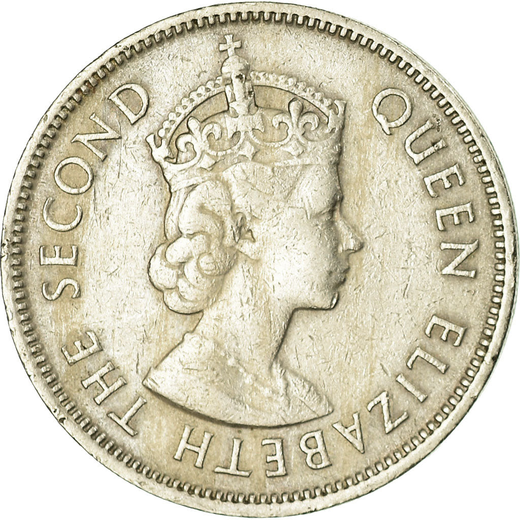 Coin, Mauritius, Elizabeth II, 1/2 Rupee, 1965, EF(40-45), Copper-nickel
