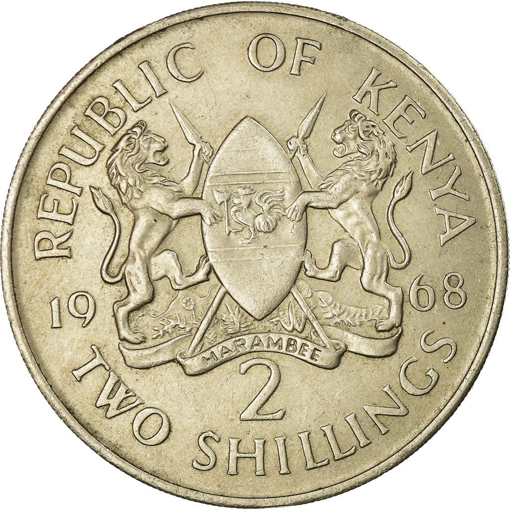 Coin, Kenya, 2 Shillings, 1968, EF(40-45), Copper-nickel, KM:6