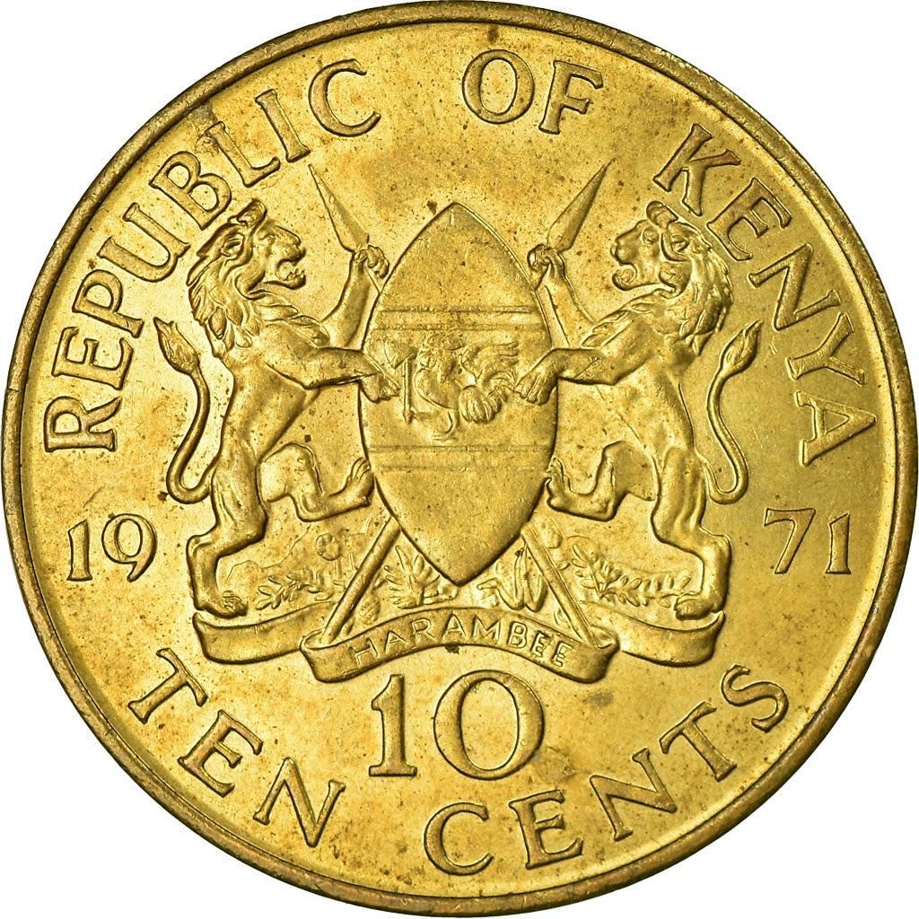 Coin, Kenya, 10 Cents, 1971, AU(55-58), Nickel-brass, KM:11