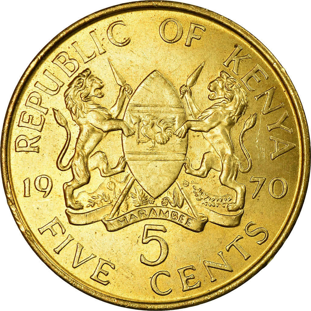 Coin, Kenya, 5 Cents, 1970, AU(55-58), Nickel-brass, KM:10
