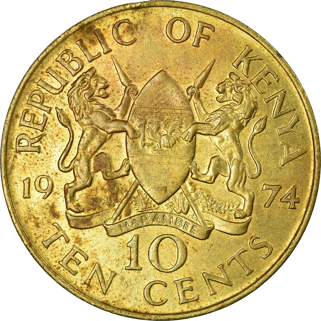 Coin, Kenya, 10 Cents, 1974, EF(40-45), Nickel-brass, KM:11