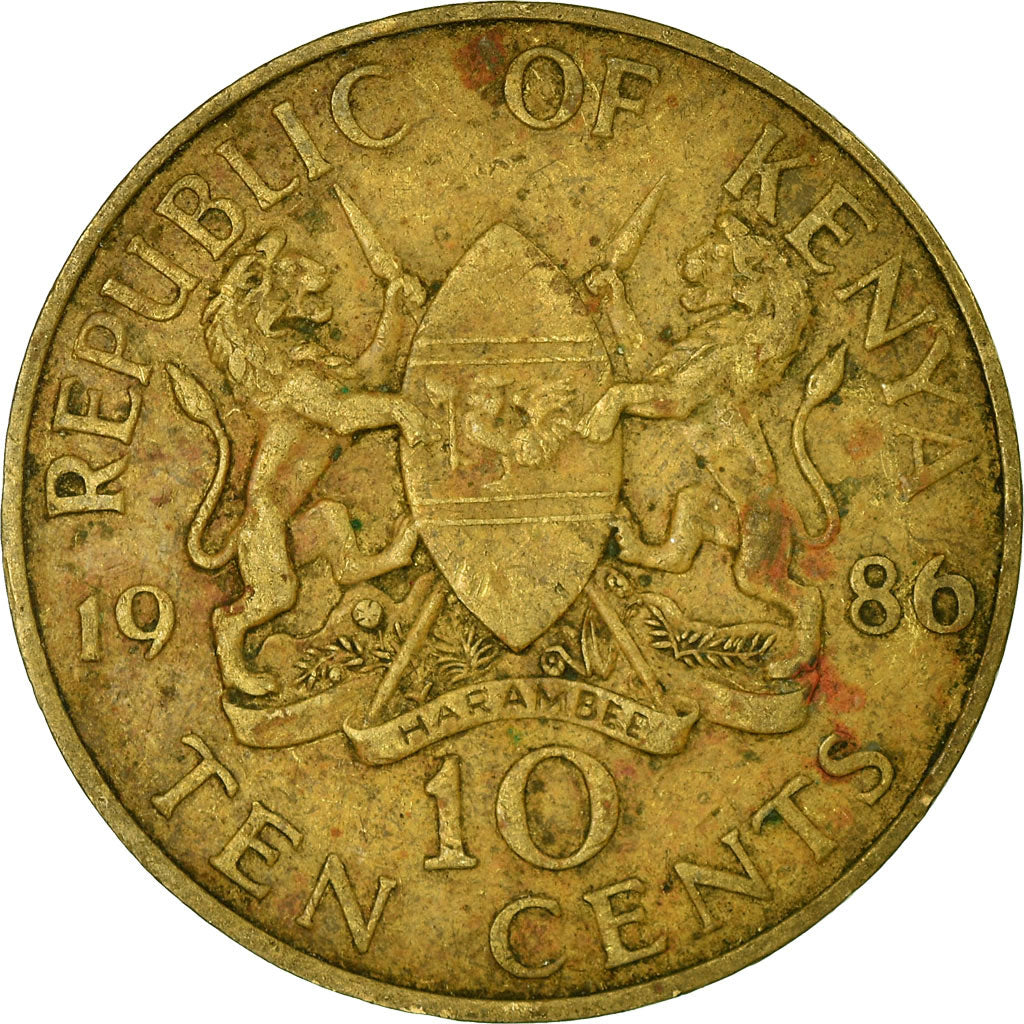 Moneta, Kenya, 10 Cents, 1986, British Royal Mint, MB, Nichel-ottone, KM:18