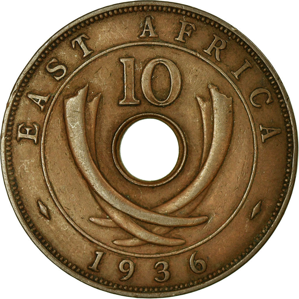 Munten, OOST AFRIKA, George V, 10 Cents, 1936, FR+, Bronze, KM:19