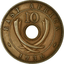 Munten, OOST AFRIKA, George V, 10 Cents, 1936, FR+, Bronze, KM:19