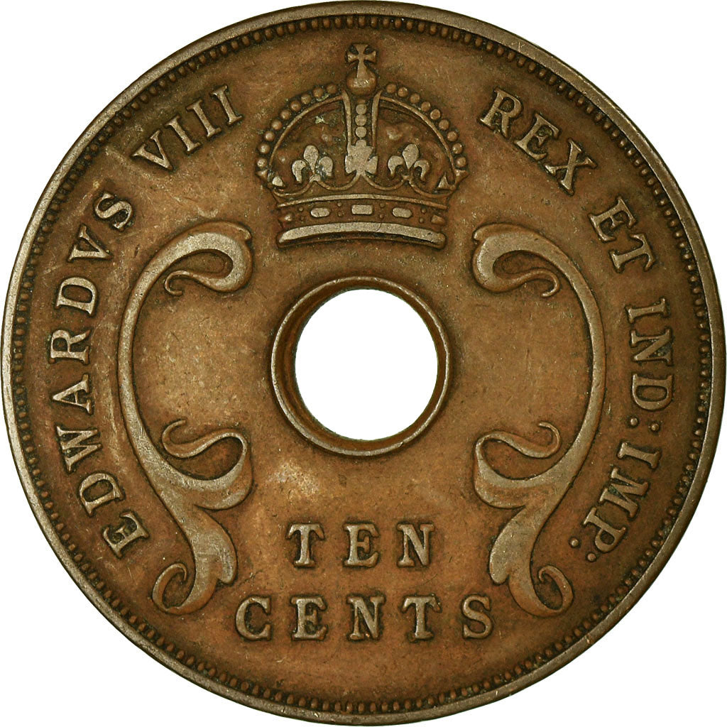 Munten, OOST AFRIKA, George V, 10 Cents, 1936, FR+, Bronze, KM:19