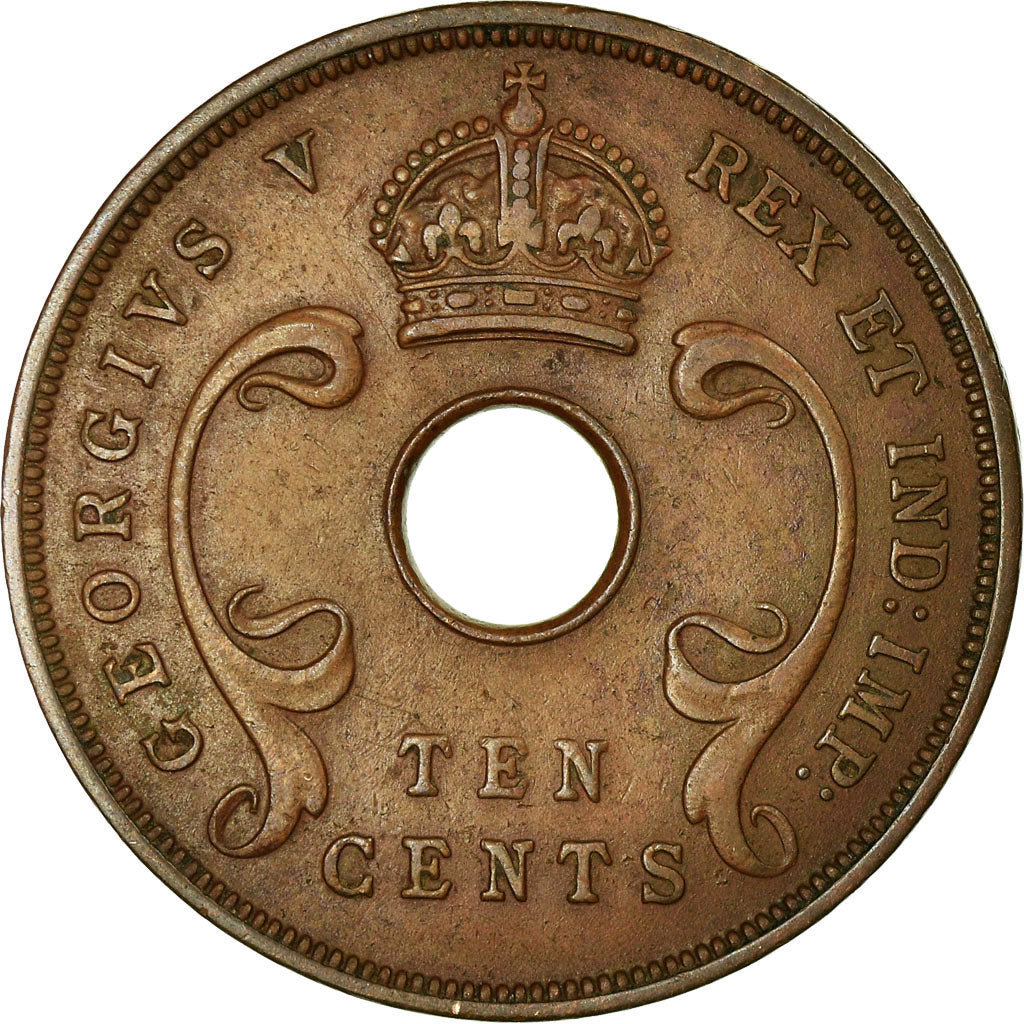Coin, EAST AFRICA, George V, 10 Cents, 1935, EF(40-45), Bronze, KM:19