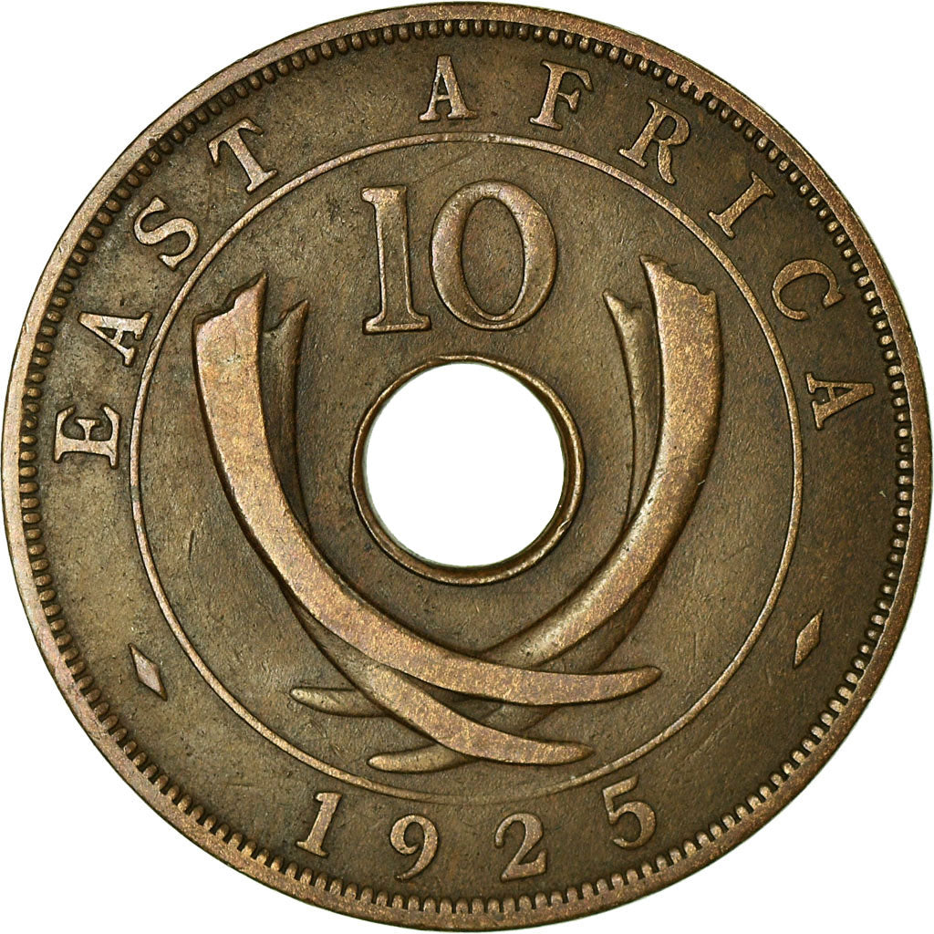 Coin, EAST AFRICA, George V, 10 Cents, 1925, VF(30-35), Bronze, KM:19