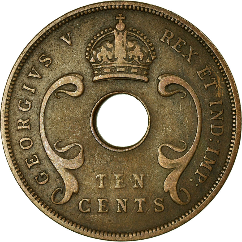 Coin, EAST AFRICA, George V, 10 Cents, 1925, VF(30-35), Bronze, KM:19