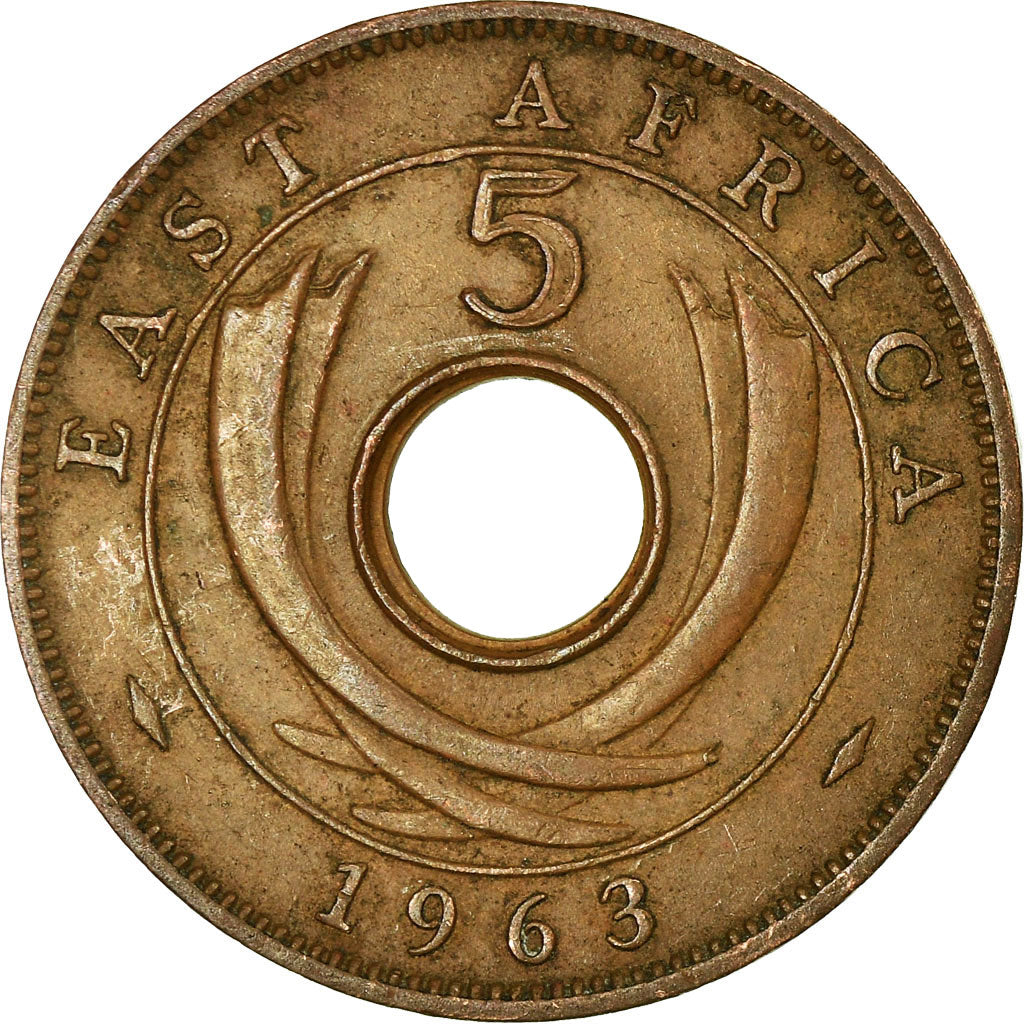 Coin, EAST AFRICA, Elizabeth II, 5 Cents, 1963, EF(40-45), Bronze, KM:37
