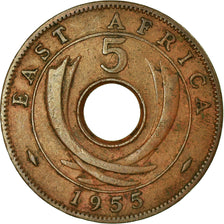 Munten, OOST AFRIKA, Elizabeth II, 5 Cents, 1955, FR+, Bronze, KM:37