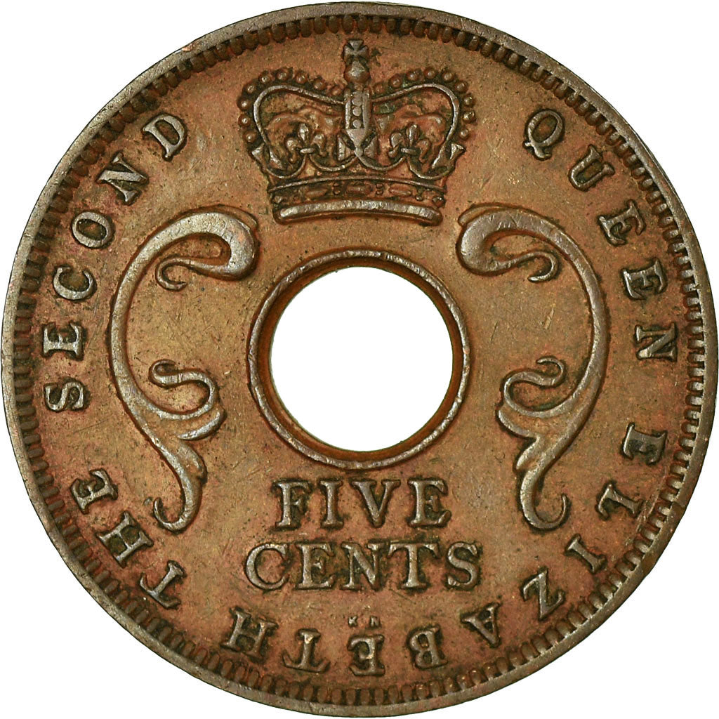 Munten, OOST AFRIKA, Elizabeth II, 5 Cents, 1955, FR+, Bronze, KM:37
