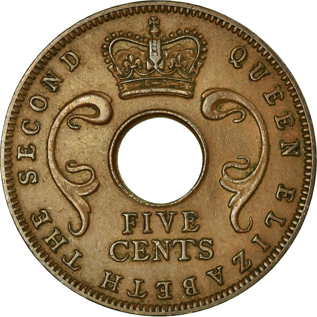 Coin, EAST AFRICA, Elizabeth II, 5 Cents, 1955, VF(30-35), Bronze, KM:37