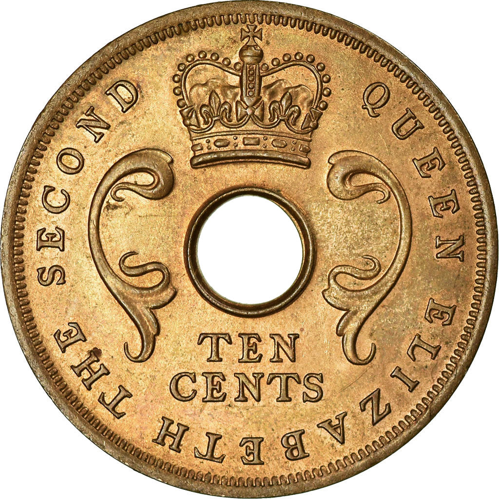 Moneda, ESTE DE ÁFRICA, Elizabeth II, 10 Cents, 1956, EBC, Bronce, KM:38