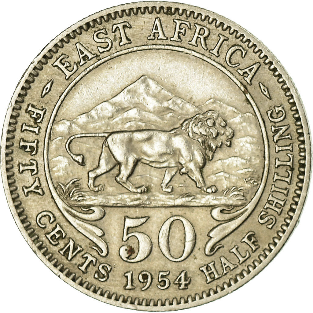 Monnaie, EAST AFRICA, Elizabeth II, 50 Cents, 1954, TTB, Copper-nickel, KM:36