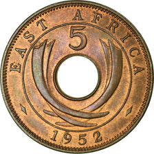 Coin, EAST AFRICA, George VI, 5 Cents, 1952, EF(40-45), Bronze, KM:33