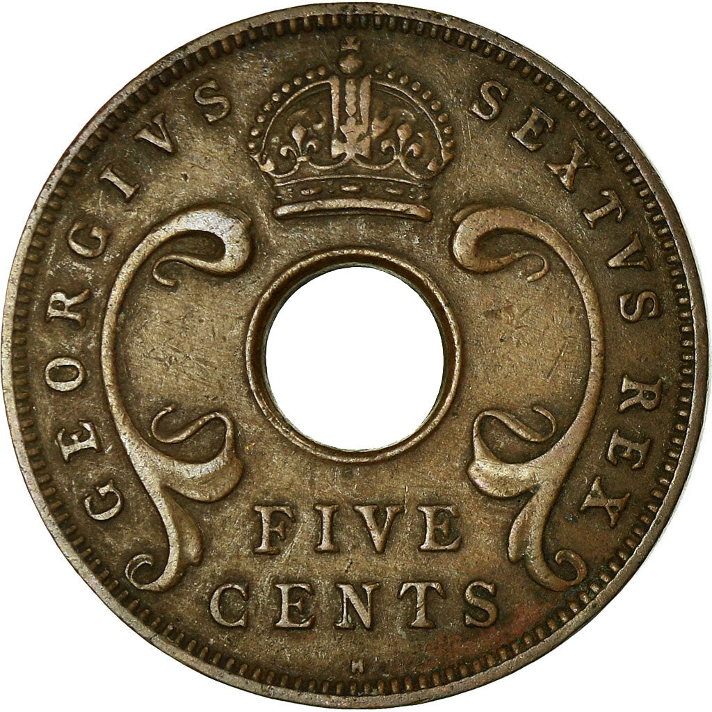 Coin, EAST AFRICA, George VI, 5 Cents, 1951, EF(40-45), Bronze, KM:33