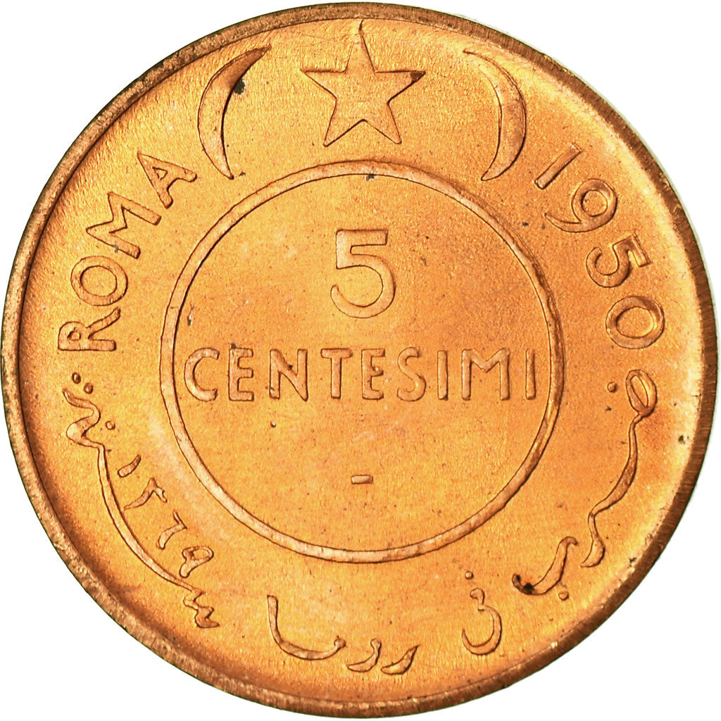 Coin, Somalia, 5 Centesimi, 1950, AU(55-58), Copper, KM:2