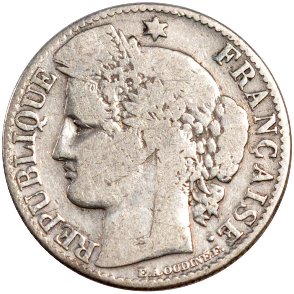 FRANCE, Cérès, 50 Centimes, 1882, Paris, KM #834.1, VF(20-25), Silver, 18, G...