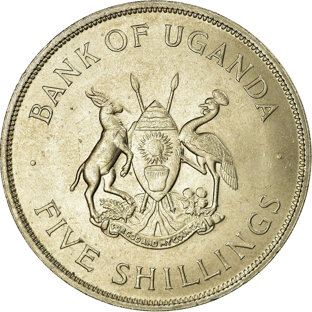 Coin, Uganda, 5 Shillings, 1968, AU(55-58), Copper-nickel, KM:7