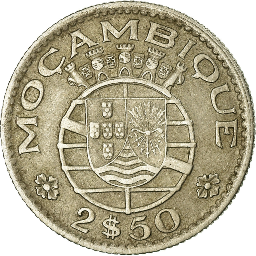 Coin, Mozambique, 2-1/2 Escudos, 1955, EF(40-45), Copper-nickel, KM:78
