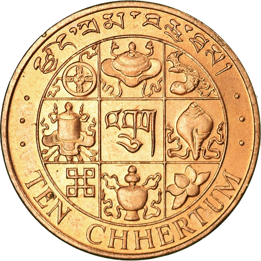Coin, Bhutan, 10 Chhertum, 1979, AU(55-58), Bronze, KM:46