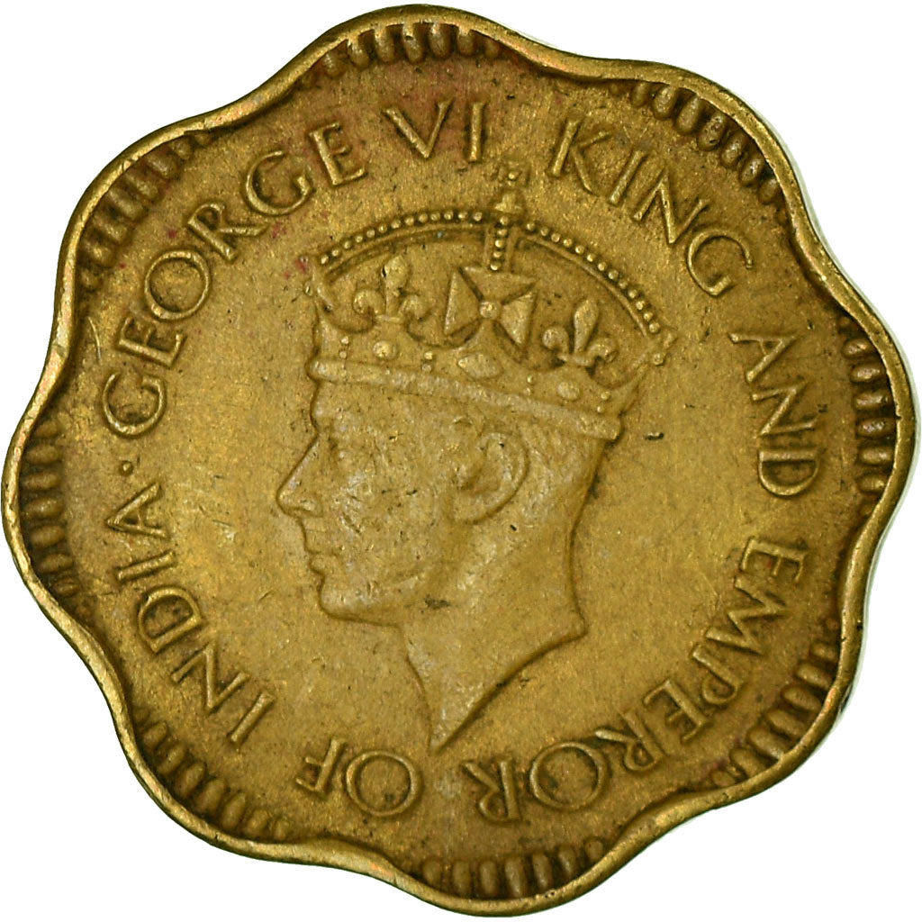 Coin, Ceylon, George VI, 2 Cents, 1944, EF(40-45), Nickel-brass, KM:117