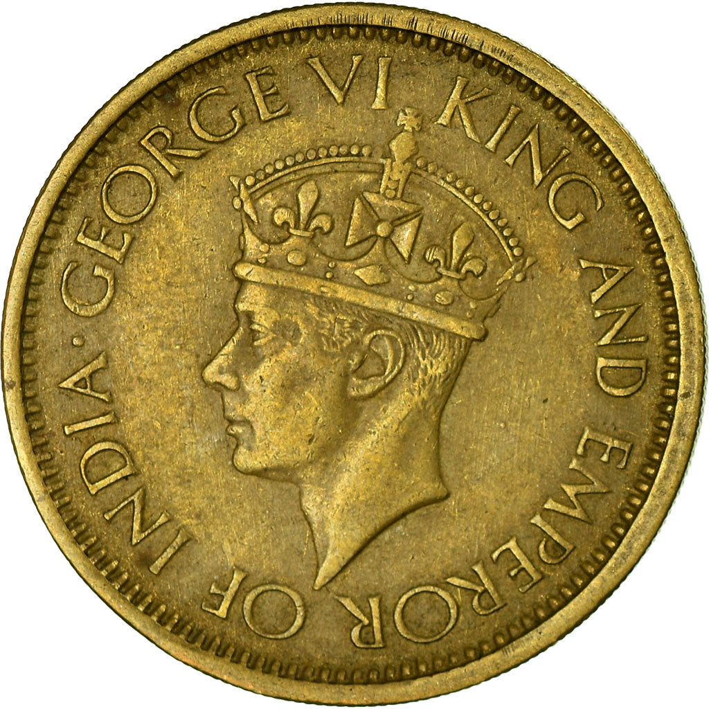 Coin, Ceylon, George VI, 50 Cents, 1943, EF(40-45), Nickel-brass, KM:116