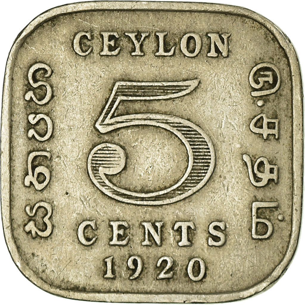 Coin, Ceylon, George V, 5 Cents, 1920, VF(30-35), Copper-nickel, KM:108