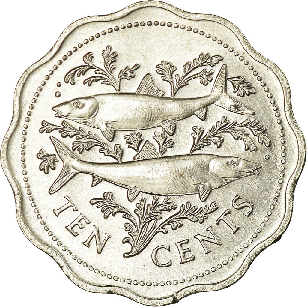 Coin, Bahamas, Elizabeth II, 10 Cents, 1987, Franklin Mint, AU(55-58)