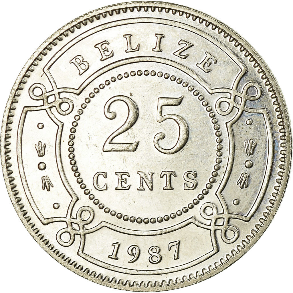 Coin, Belize, 25 Cents, 1987, EF(40-45), Copper-nickel, KM:36