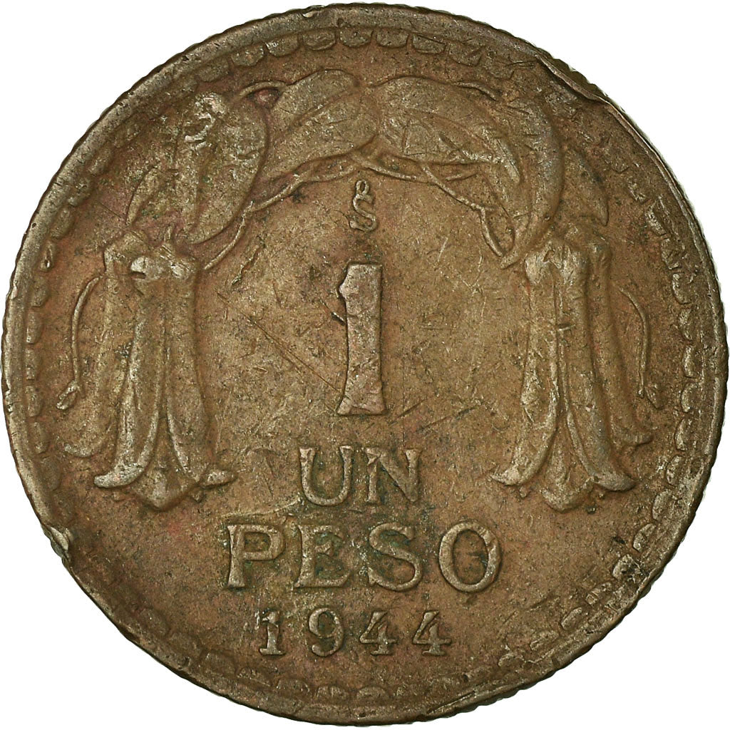 Münze, Chile, Peso, 1944, S+, Kupfer, KM:179