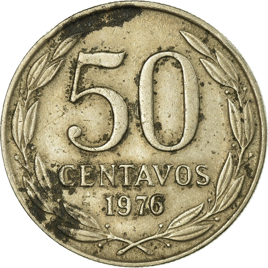Moneda, Chile, 50 Centavos, 1976, MBC, Cobre - níquel, KM:206