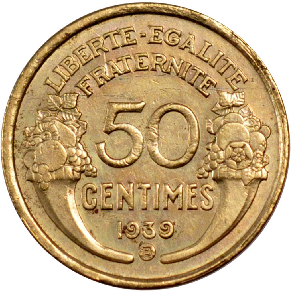 FRANCE, Morlon, 50 Centimes, 1939, Brussels, KM #894.2, AU(55-58),...