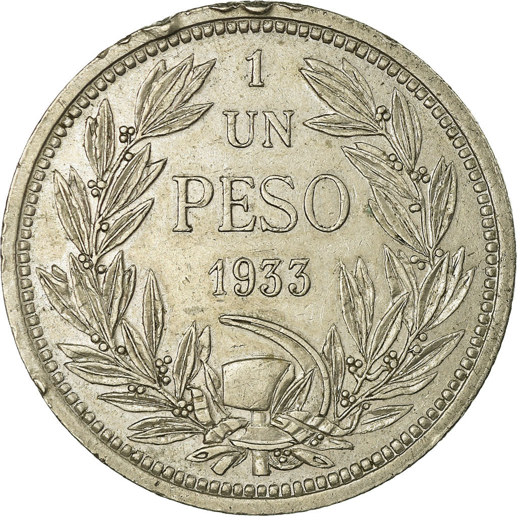 Coin, Chile, Peso, 1933, EF(40-45), Copper-nickel, KM:176.1