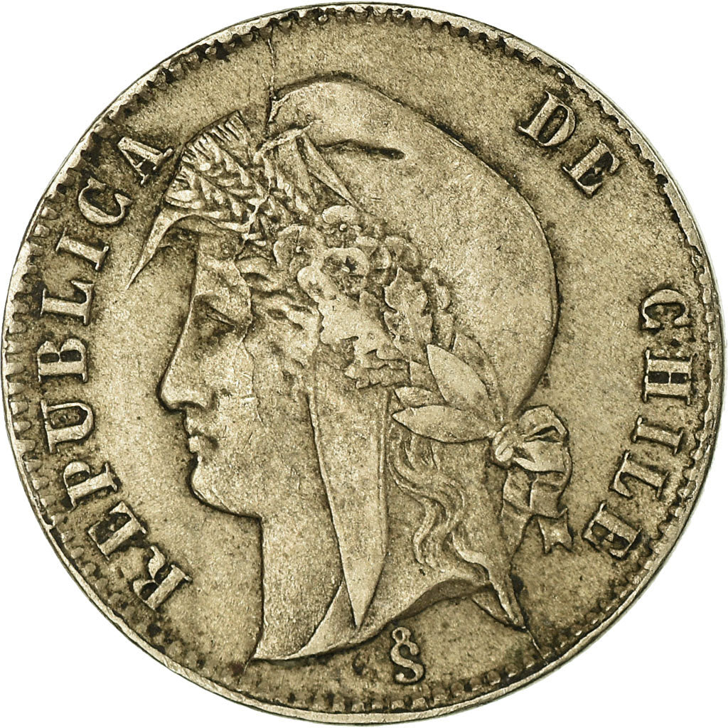 Coin, Chile, 1/2 Centavo, 1871, Santiago, VF(30-35), Copper-nickel, KM:148