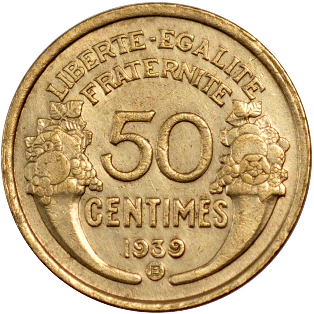 FRANCE, Morlon, 50 Centimes, 1939, Brussels, KM #894.2, AU(55-58),...