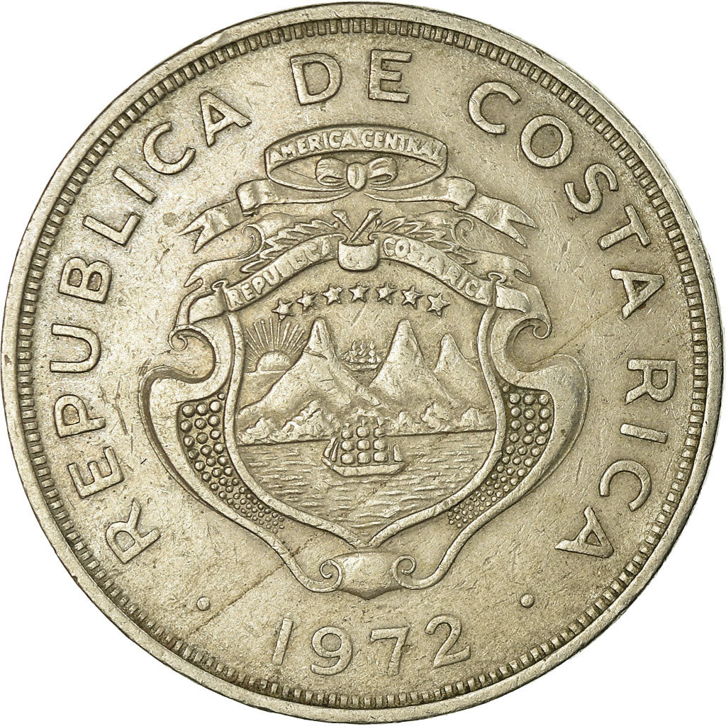 Moneda, Costa Rica, 2 Colones, 1972, MBC, Cobre - níquel, KM:187.2
