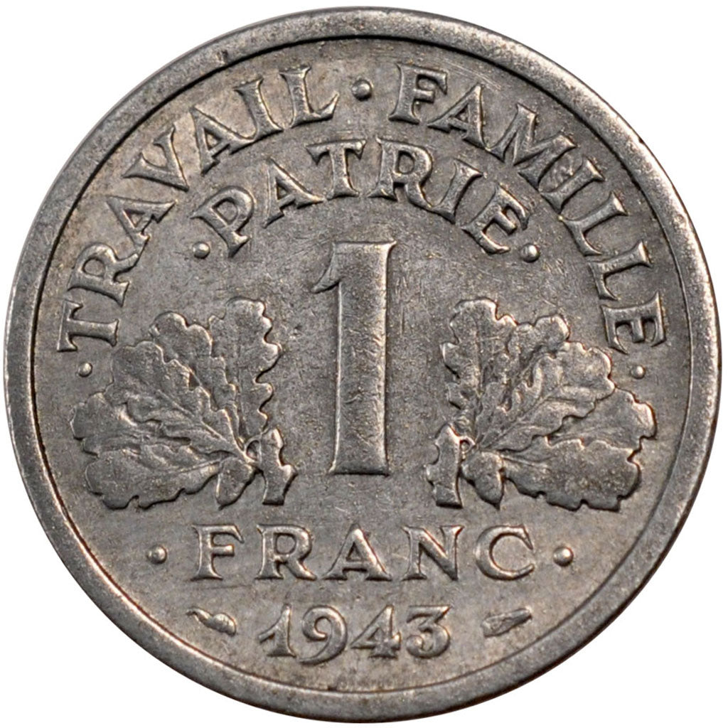 Coin, France, Bazor, Franc, 1943, Rouen, VF(20-25), Aluminum, Gadoury:471