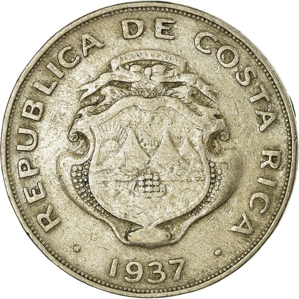 Monnaie, Costa Rica, Colon, 1937, TB+, Copper-nickel, KM:177