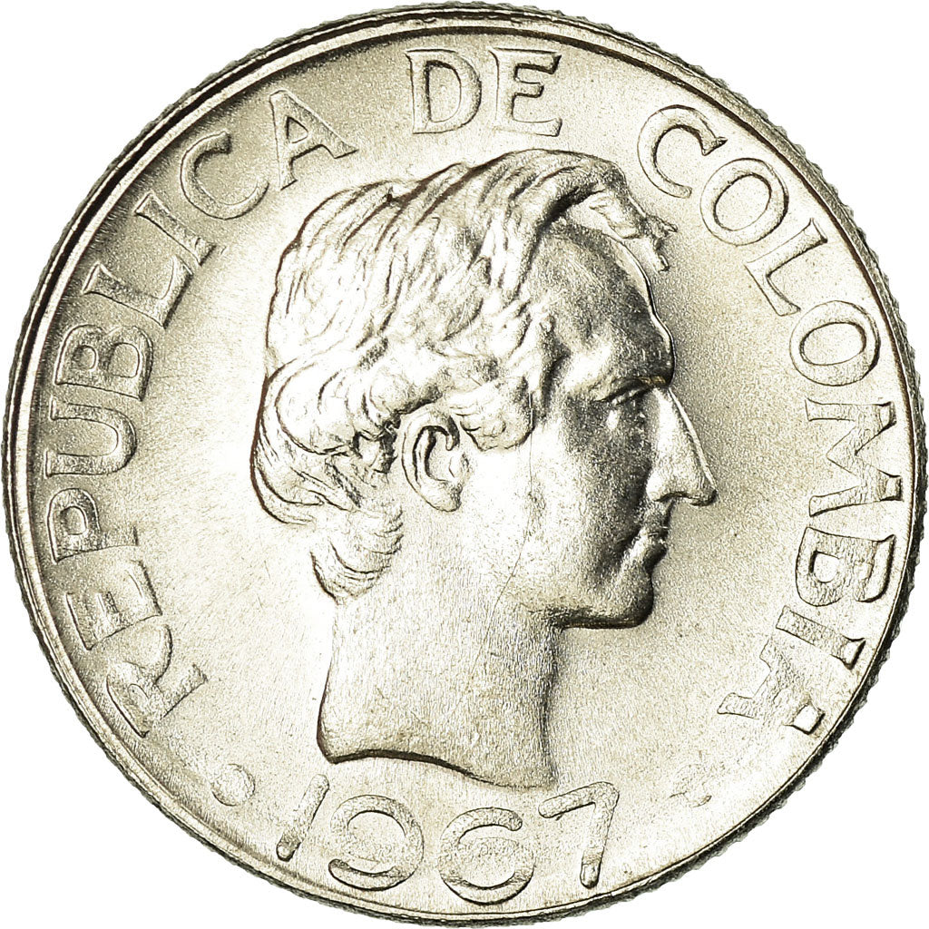 Coin, Colombia, 10 Centavos, 1967, AU(55-58), Nickel Clad Steel, KM:226
