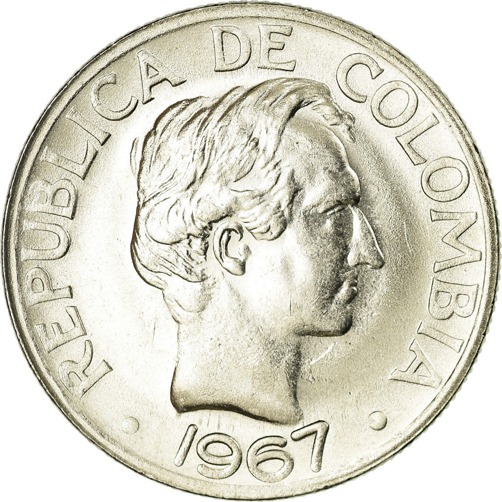Moneda, Colombia, 50 Centavos, 1967, EBC, Níquel recubierto de acero, KM:228