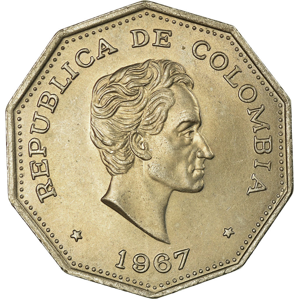 Coin, Colombia, Peso, 1967, AU(55-58), Copper-nickel, KM:229