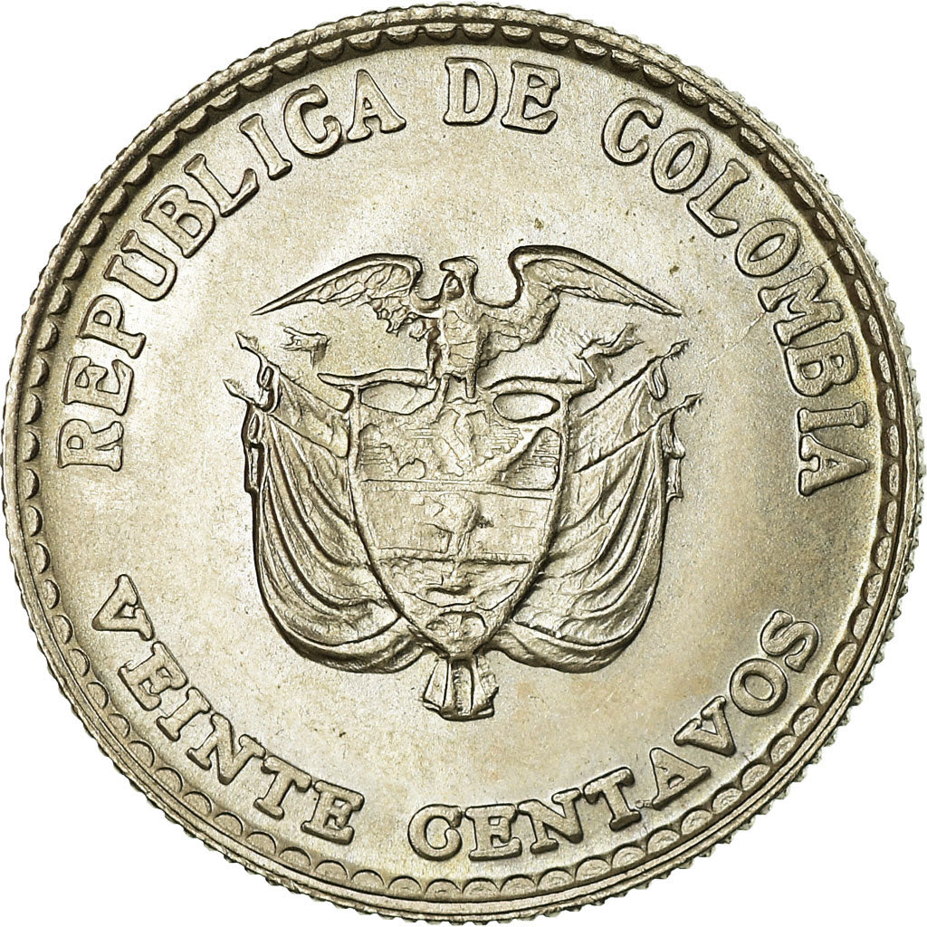 Moneta, Colombia, 20 Centavos, 1965, SPL-, Rame-nichel, KM:215.2