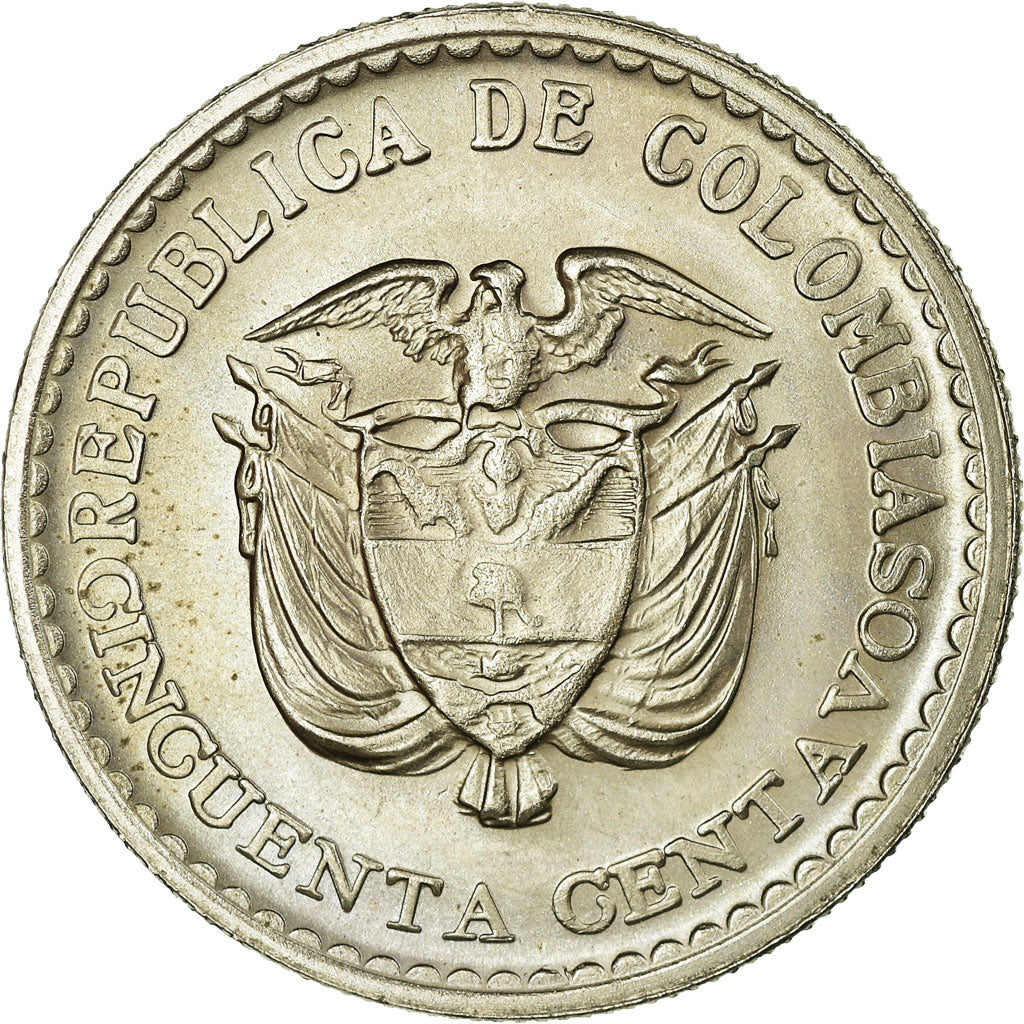 Moneta, Colombia, 50 Centavos, 1965, SPL-, Rame-nichel, KM:225