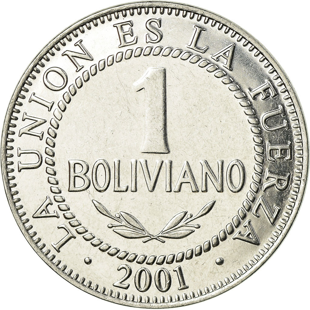 Moneta, Bolivia, Boliviano, 2001, BB, Acciaio inossidabile, KM:205