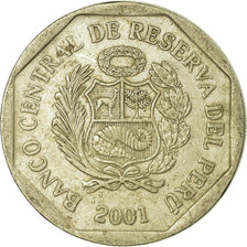 Coin, Peru, 50 Centimos, 2001, Lima, EF(40-45), Copper-Nickel-Zinc, KM:307.3